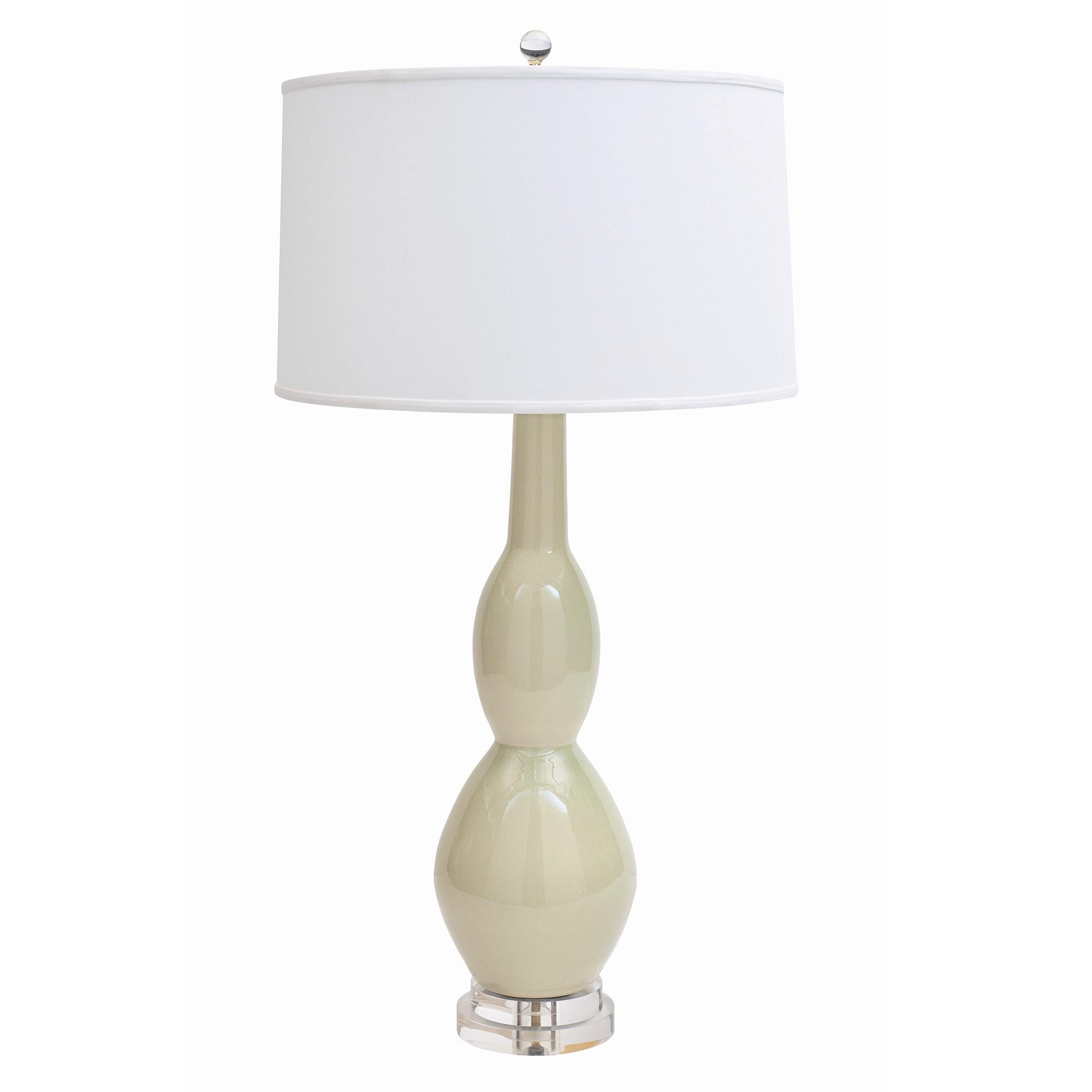 Beige (QR-20858.SAGECRCKL.0) Jan Showers Kravet Marilyn Table Lamp with Ivory Linen Shade for Curatedkravet