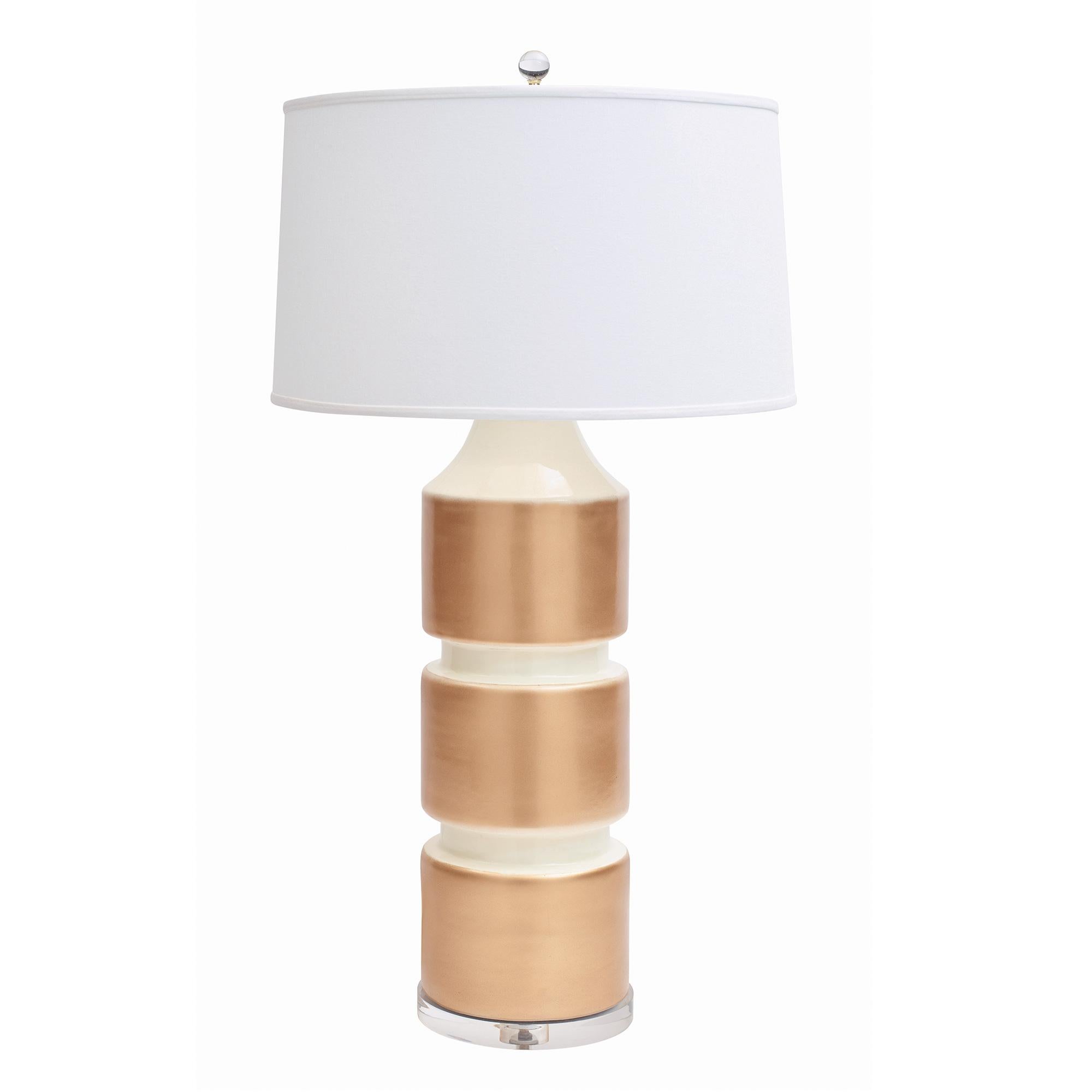 Gold (QR-20859.IVRYGOLD.0) Jan Showers Milan Ceramic Table Lamp with Ivory Linen Shade for Curatedkravet
