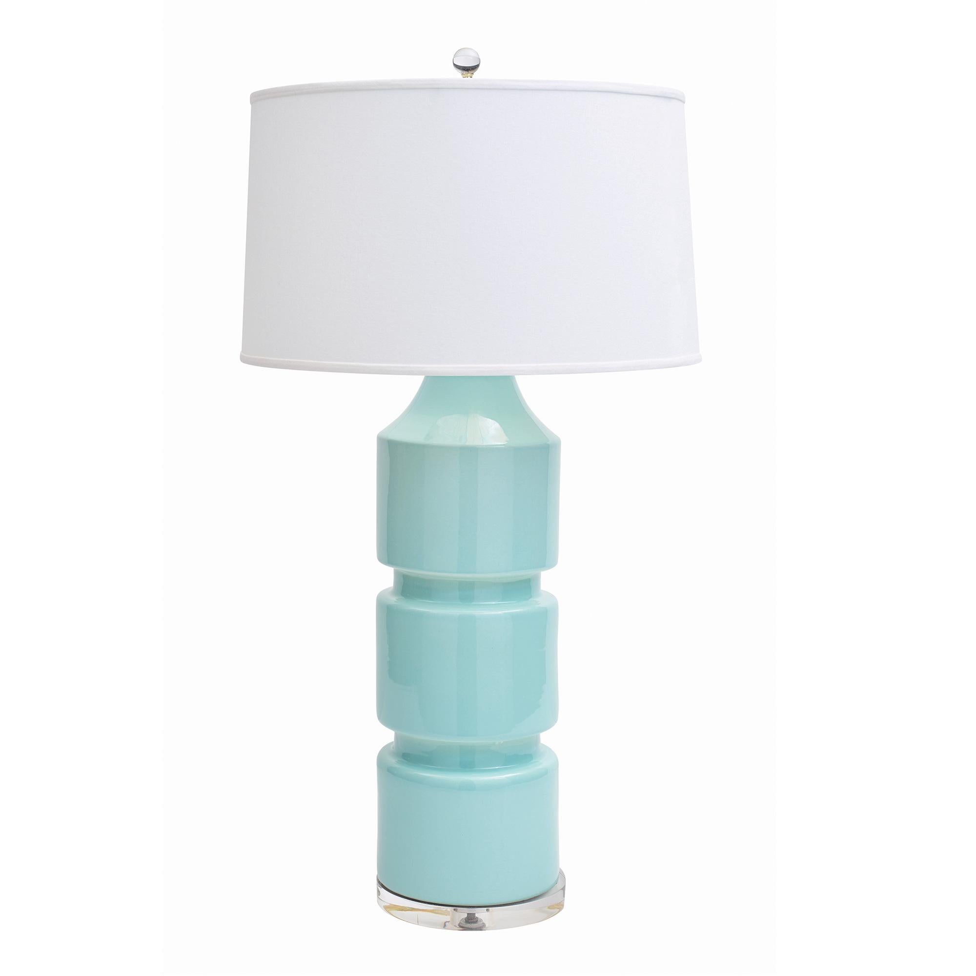 Blue (QR-20859.LTBLUE.0) Jan Showers Milan Ceramic Table Lamp with Ivory Linen Shade for Curatedkravet