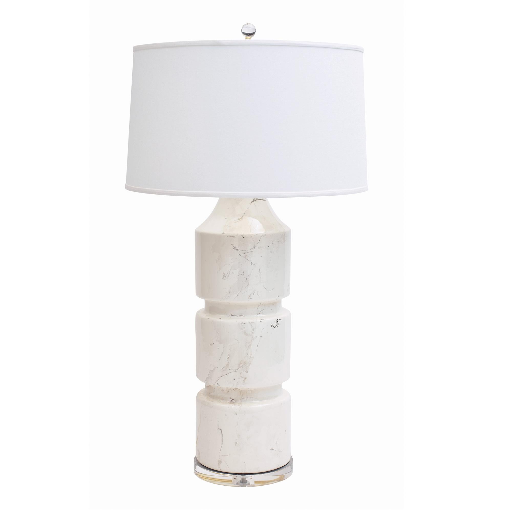 Beige (QR-20859.PALLADIUM.0) Jan Showers Milan Ceramic Table Lamp with Ivory Linen Shade for Curatedkravet