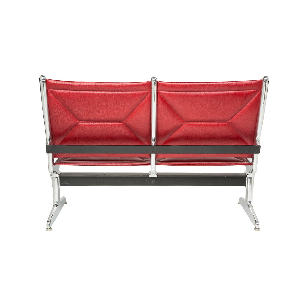 Mid-20th Century Custom Restored Tandem Sling by Eames for Herman Miller, Red Edelman Leather