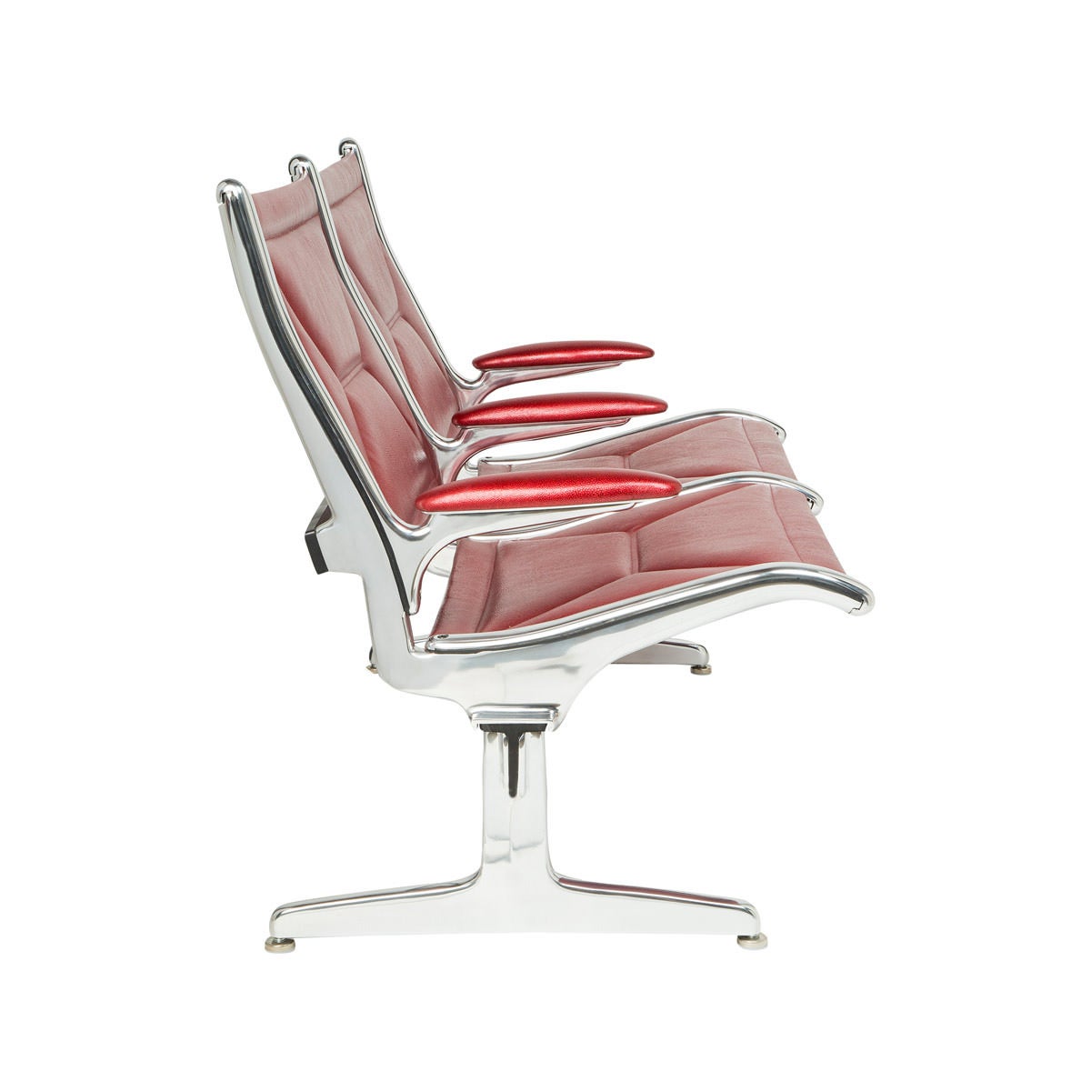 Custom Restored Tandem Sling by Eames for Herman Miller, Red Edelman Leather 1