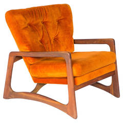 Vintage Adrian Pearsall for Craft Associates Sculpted Lounge Chair in Orange Velvet
