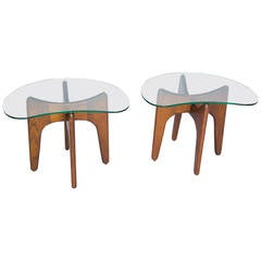 SEASONAL DEAL-Pair of Adrian Pearsall Glass Top Side Tables