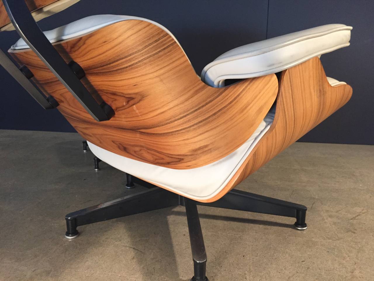 American Eames Lounge Chair by Herman Miller in Rare Off-White Leather
