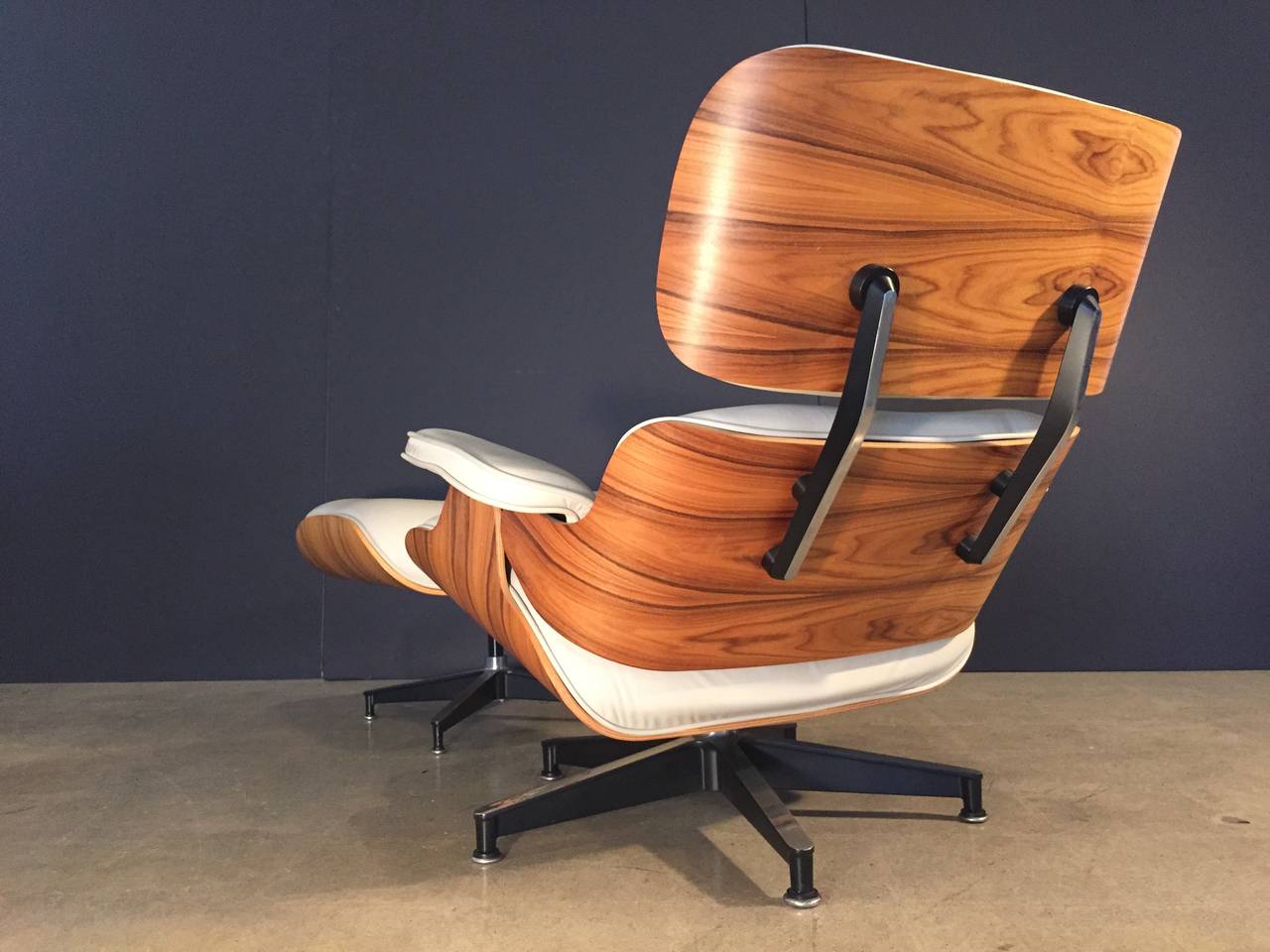 Eames Lounge Chair by Herman Miller in Rare Off-White Leather 1