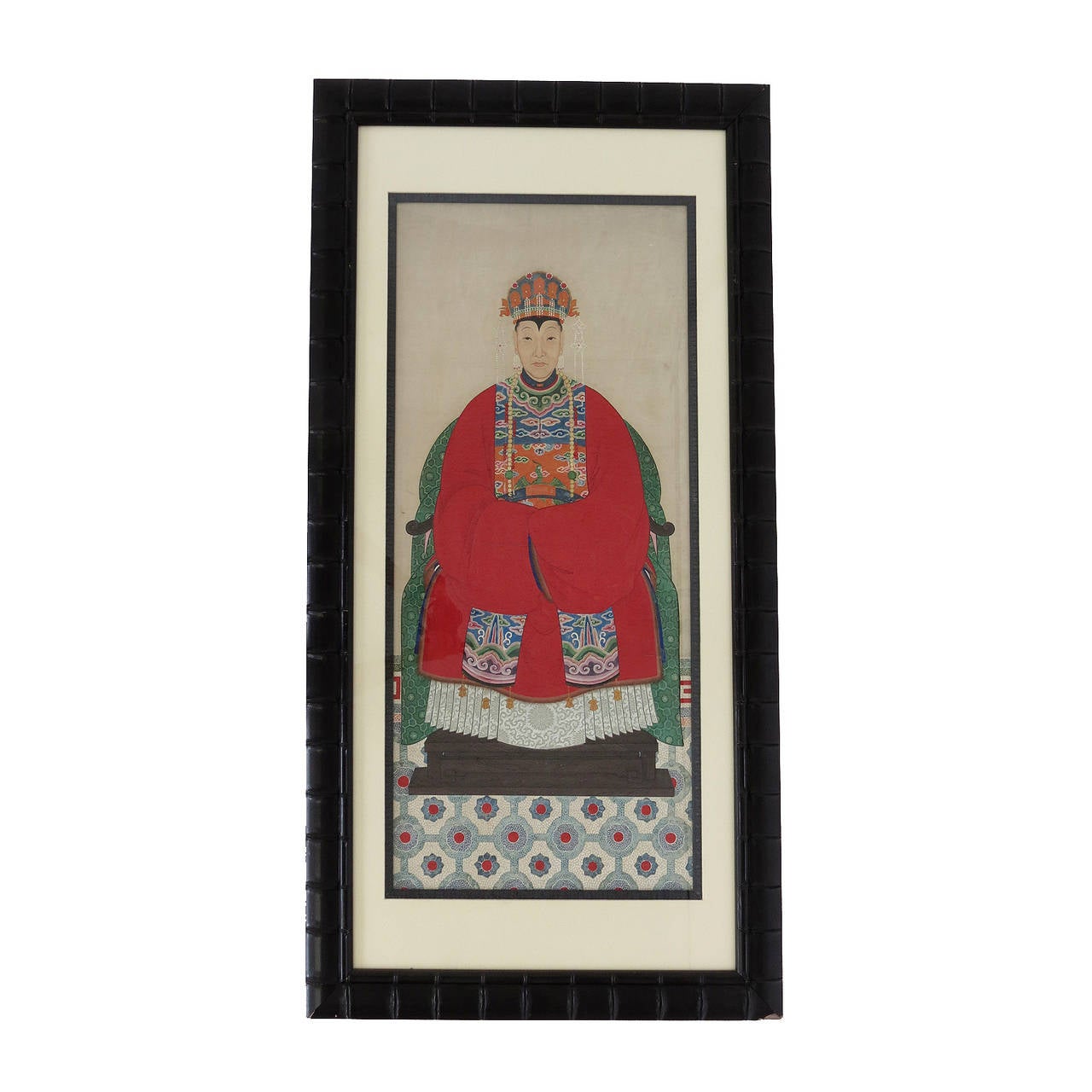 A very detailed pair of paintings with intricate brushwork. Frames are about 20 years old and have some wear. They are matted with linen and have a wood liner.