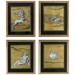 Vintage Glass Astrological Paintings