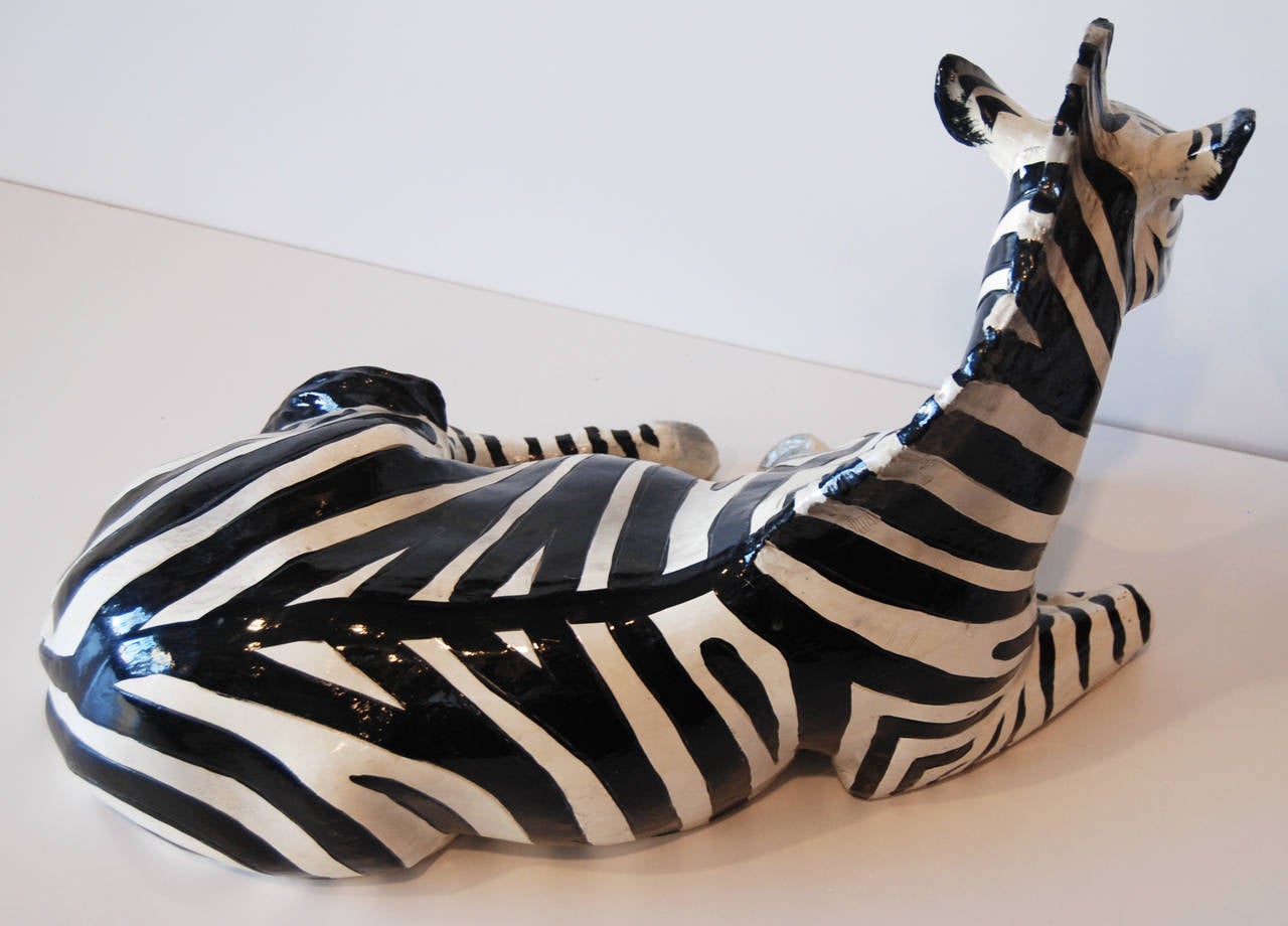 Large Ceramic Zebra In Good Condition In Palm Springs, CA