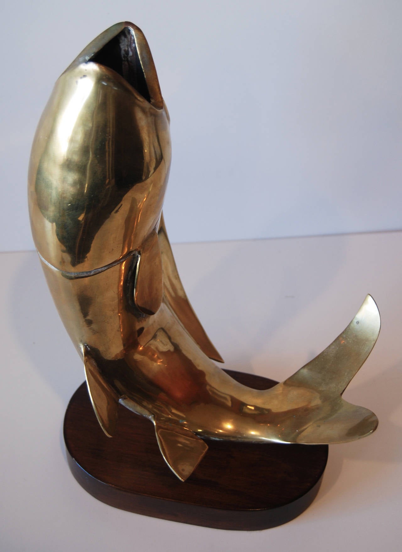 Brass Jumping Fish Sculpture For Sale at 1stDibs