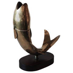 Brass Jumping Fish Sculpture