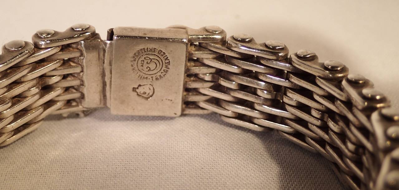Mexican 1960s William Spratling Silver Bicycle Chain Style Bracelet