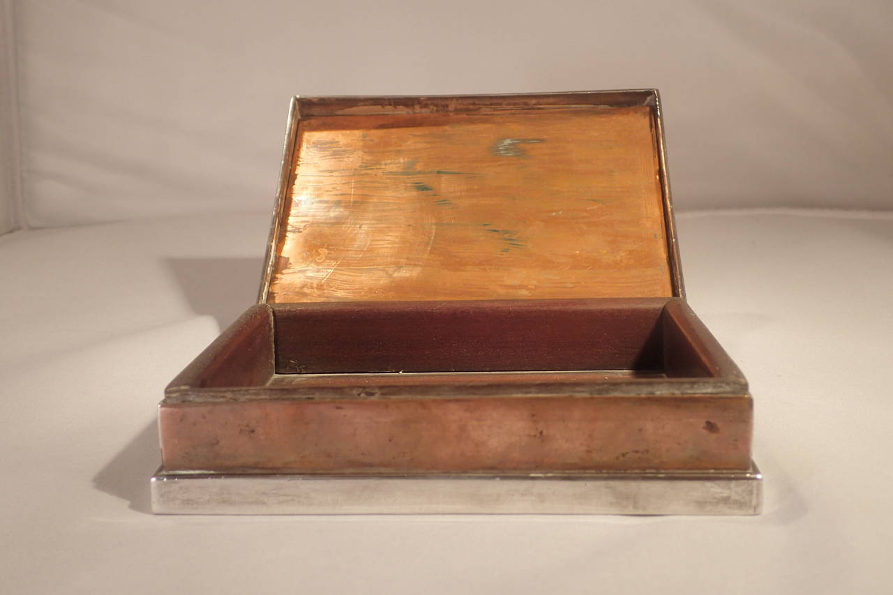 20th Century 1940s Margot De Taxco Silver Copper and Enameled Warrior Box