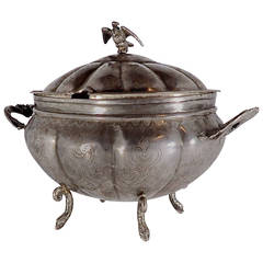 18th Century Bolivian Silver Footed Vessel and Ladle