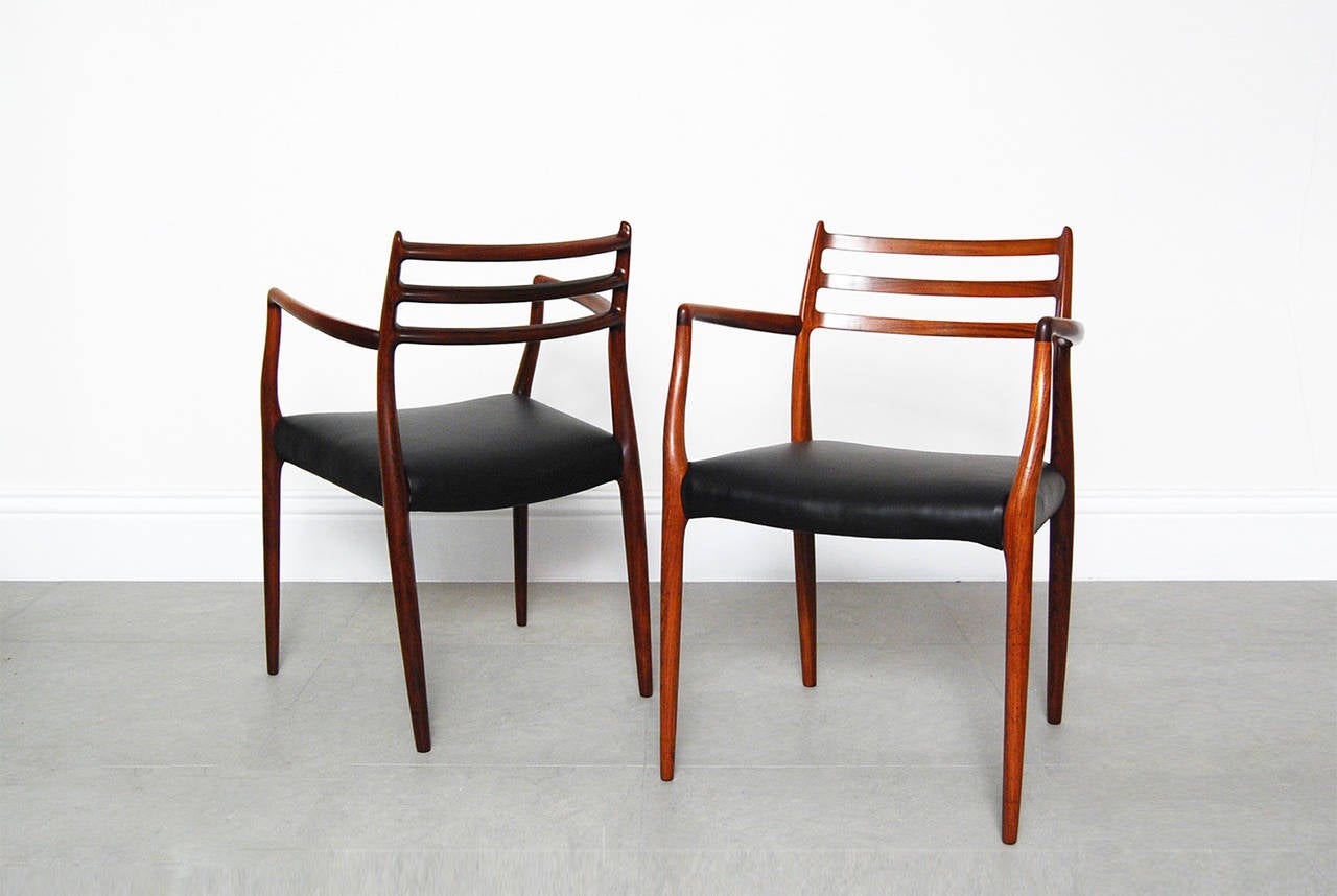 The 62 chair is arguably master cabinetmaker Niels Møller's finest design. Designed in 1962 for his own company J. L Mollers Mobelfabrik in Denmark. The chair went on to win the prestigious the Danish Furniture Manufacturers Association's Foundation