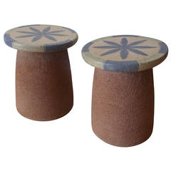 Stan Bitters Pair of Ceramic Sculpture Stools or Tables 