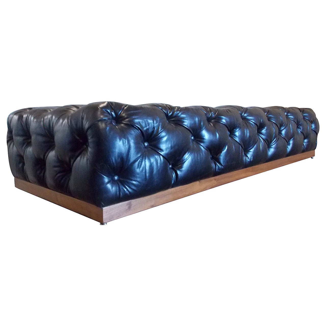 Milo Baughman Leather Chesterfield Bench or Daybed