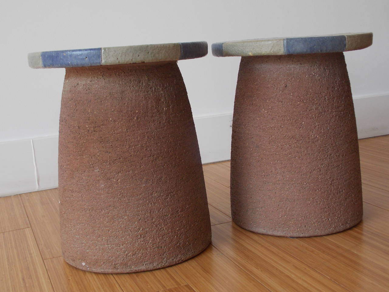 Modern Stan Bitters Pair of Ceramic Sculpture Stools or Tables 