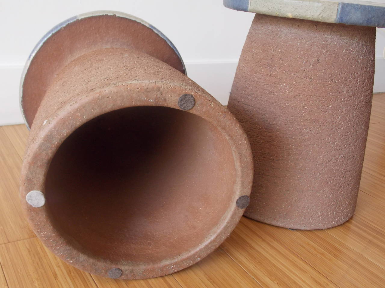 Glazed Stan Bitters Pair of Ceramic Sculpture Stools or Tables