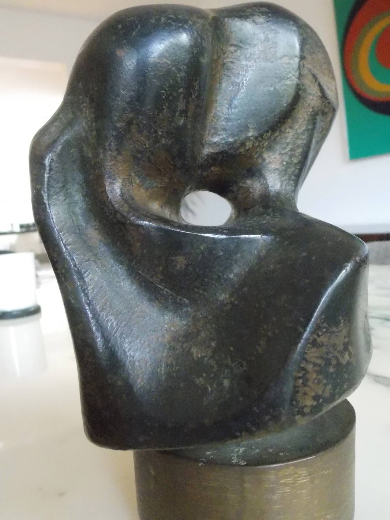 Vintage Modern Art Biomorphic Bronze Sculpture