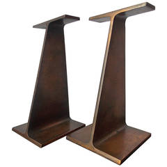 Used "I" Beam Bookend Sculptures