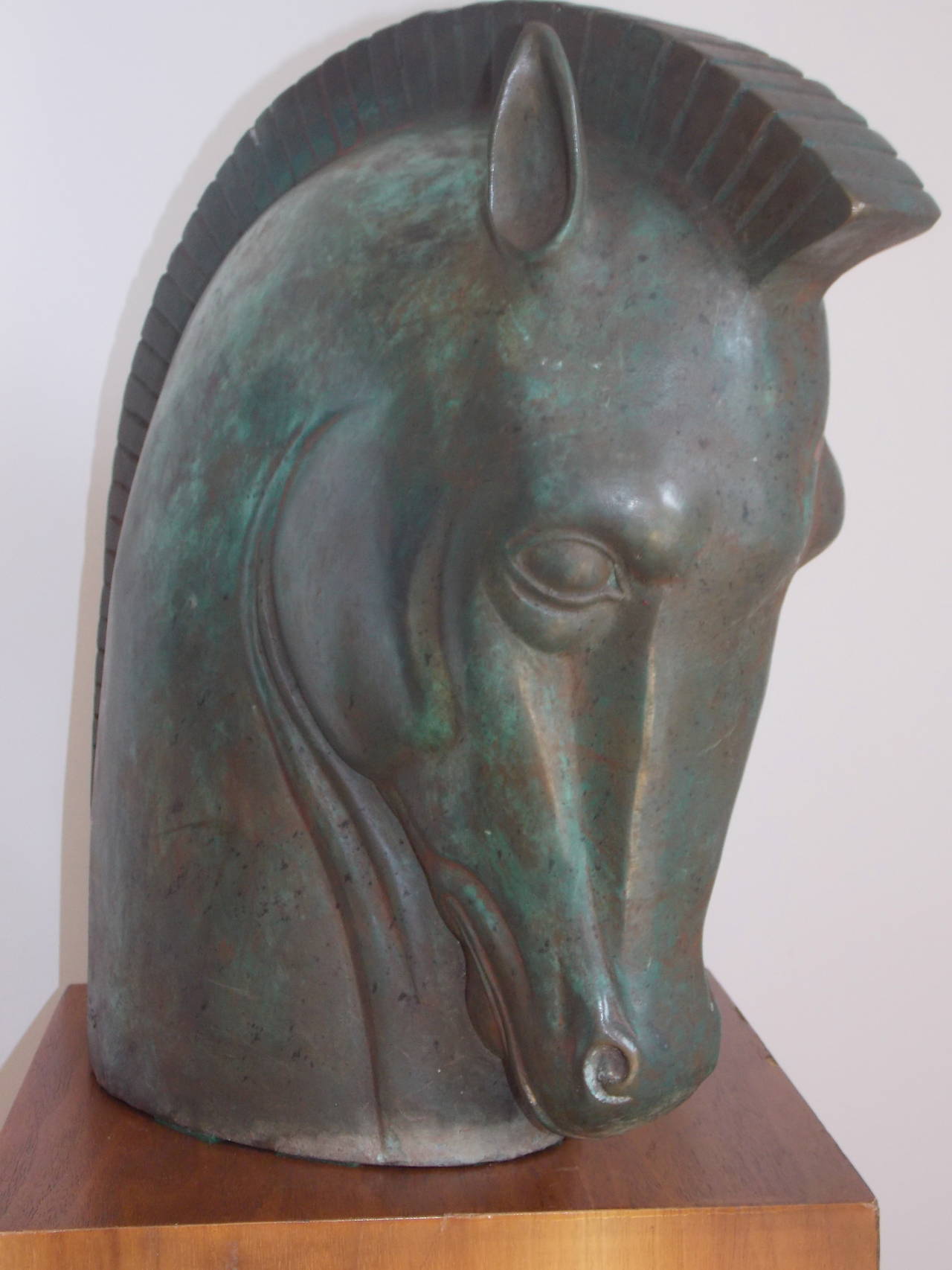 Bronze Deco Horse Head Sculpture Signed "Phillips"