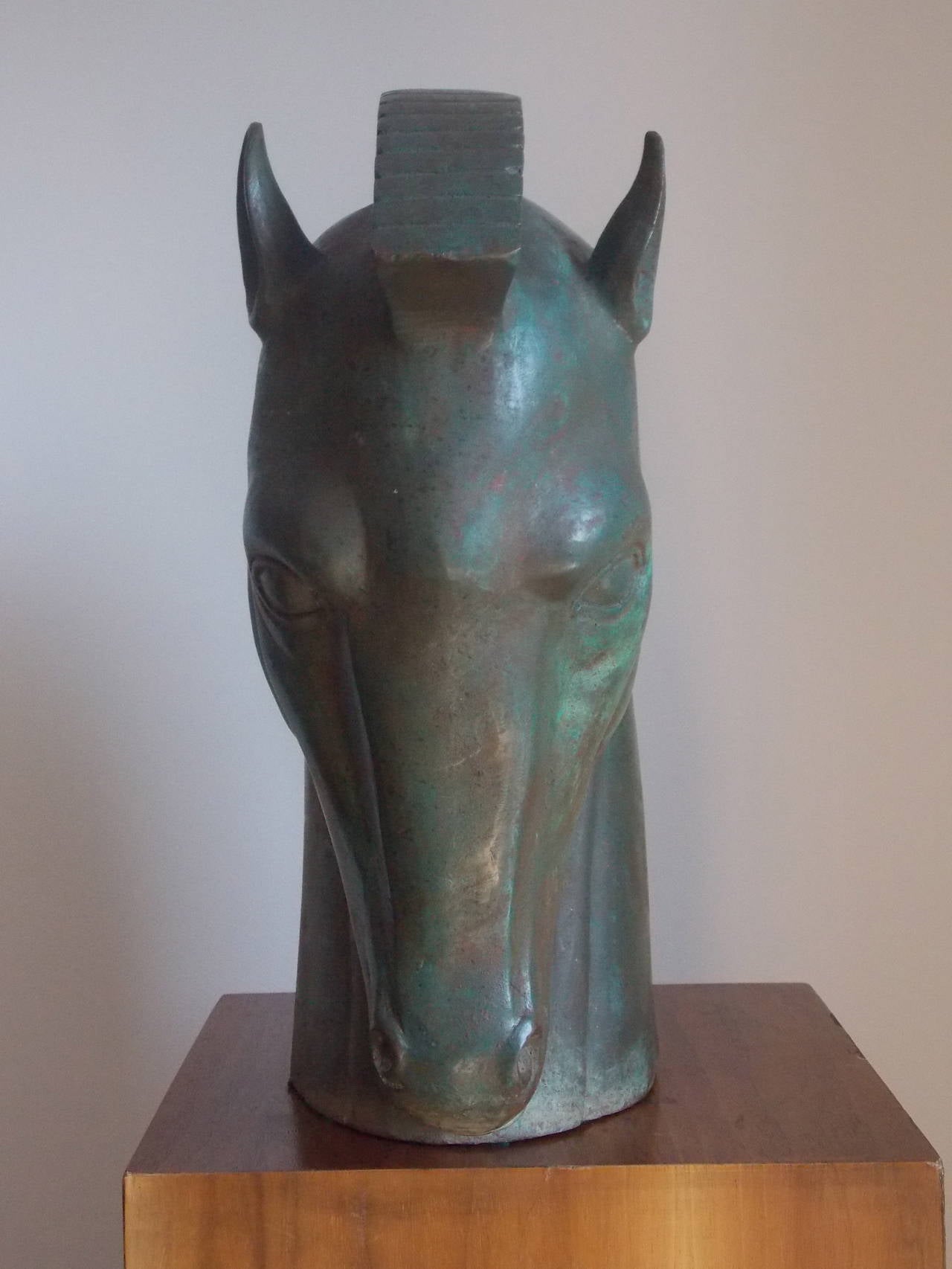 Bronze Deco Horse Head Sculpture Signed "Phillips" at 1stDibs