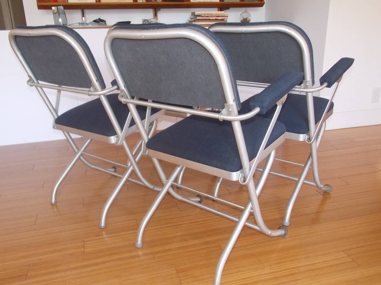 Aluminum Nice Set of Four Deco Folding Chairs by Warren McArthur