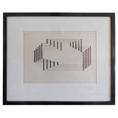 Geometric Ink Drawing Attributed to Josef Albers