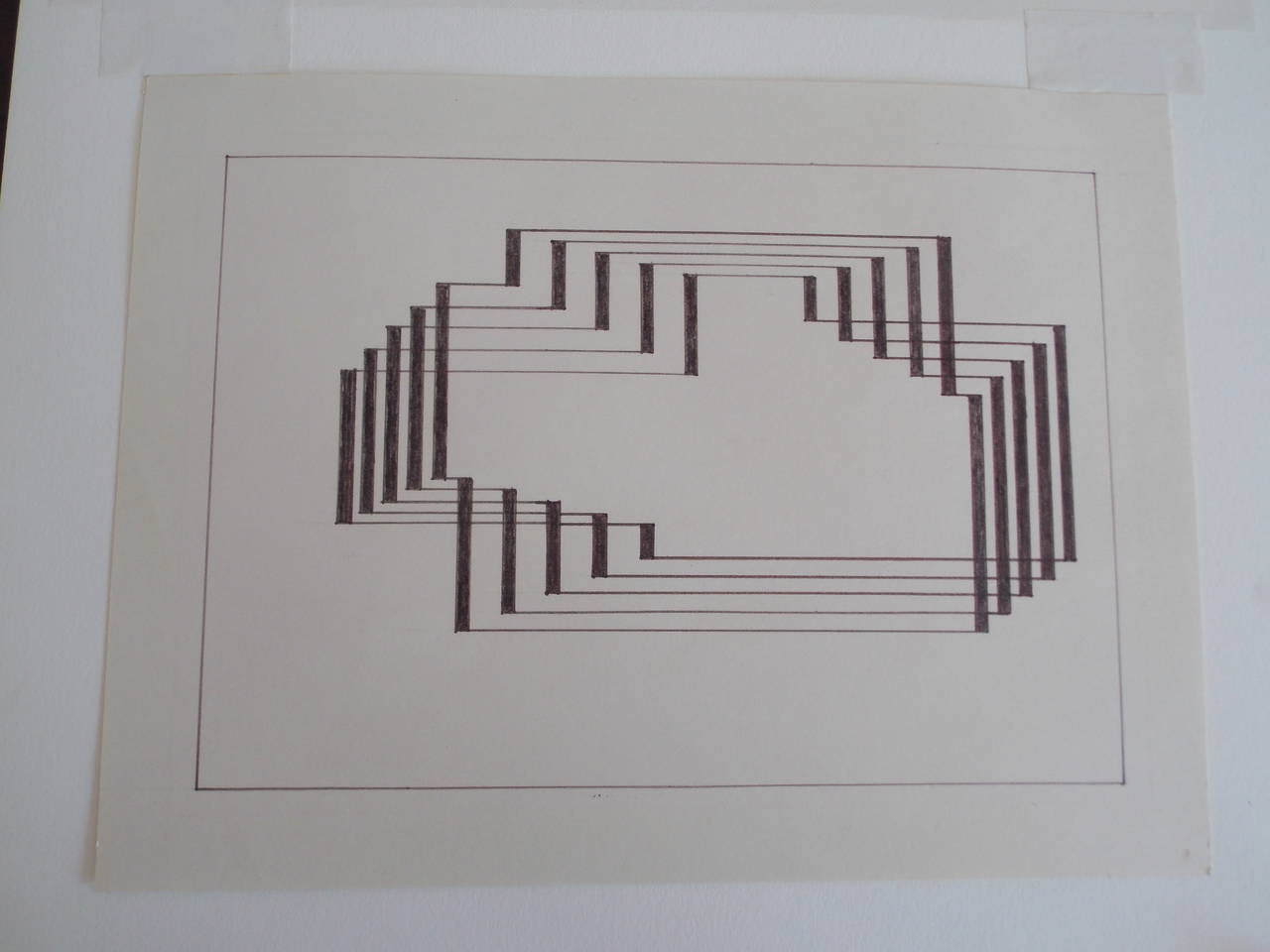 American Geometric Ink Drawing Attributed to Josef Albers