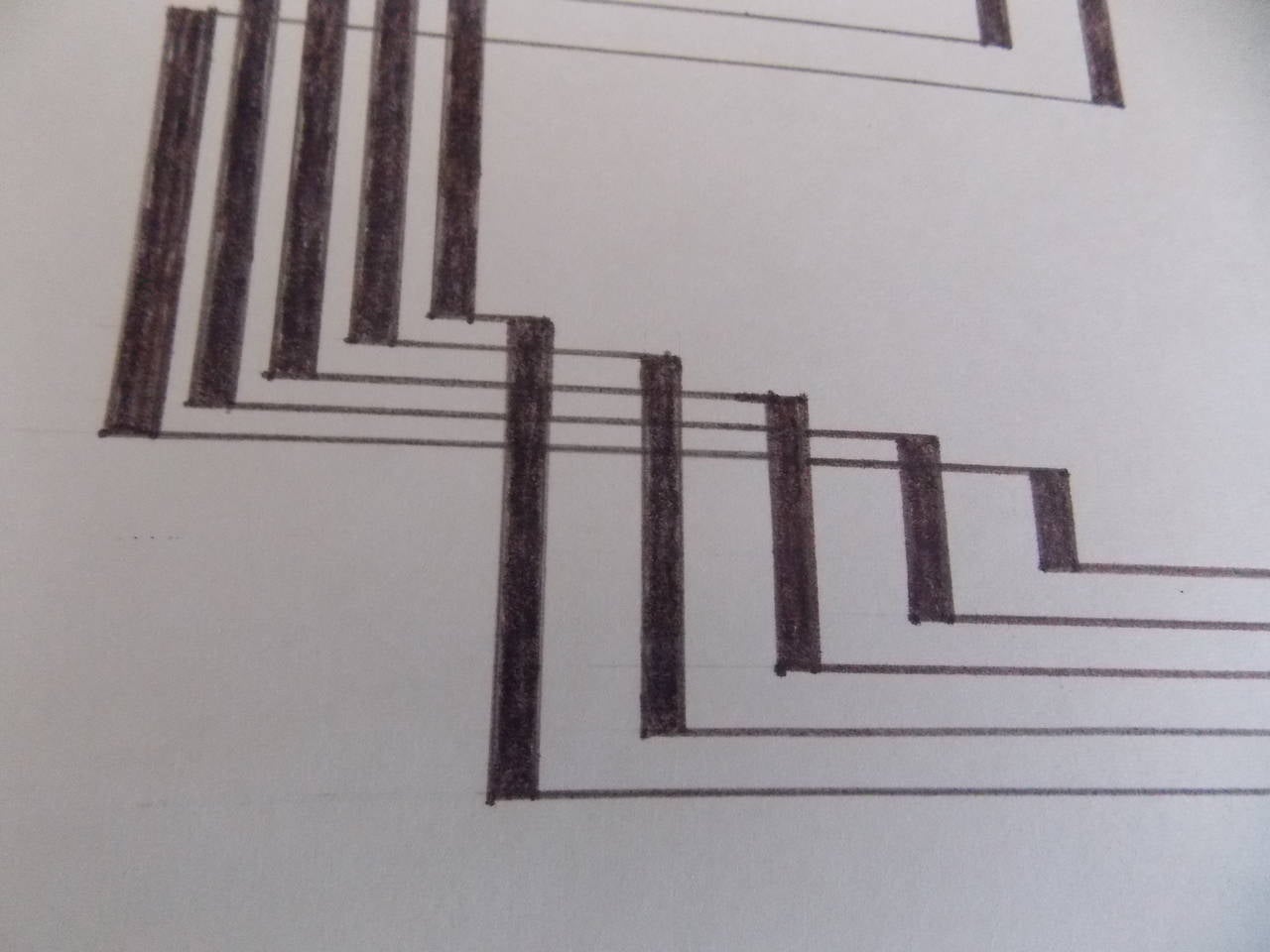 Geometric Ink Drawing Attributed to Josef Albers In Excellent Condition In Los Angeles, CA
