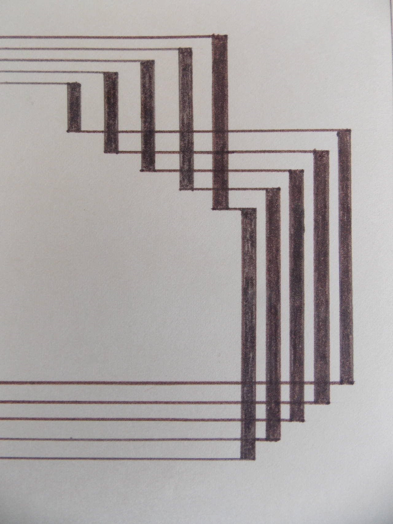 Mid-20th Century Geometric Ink Drawing Attributed to Josef Albers