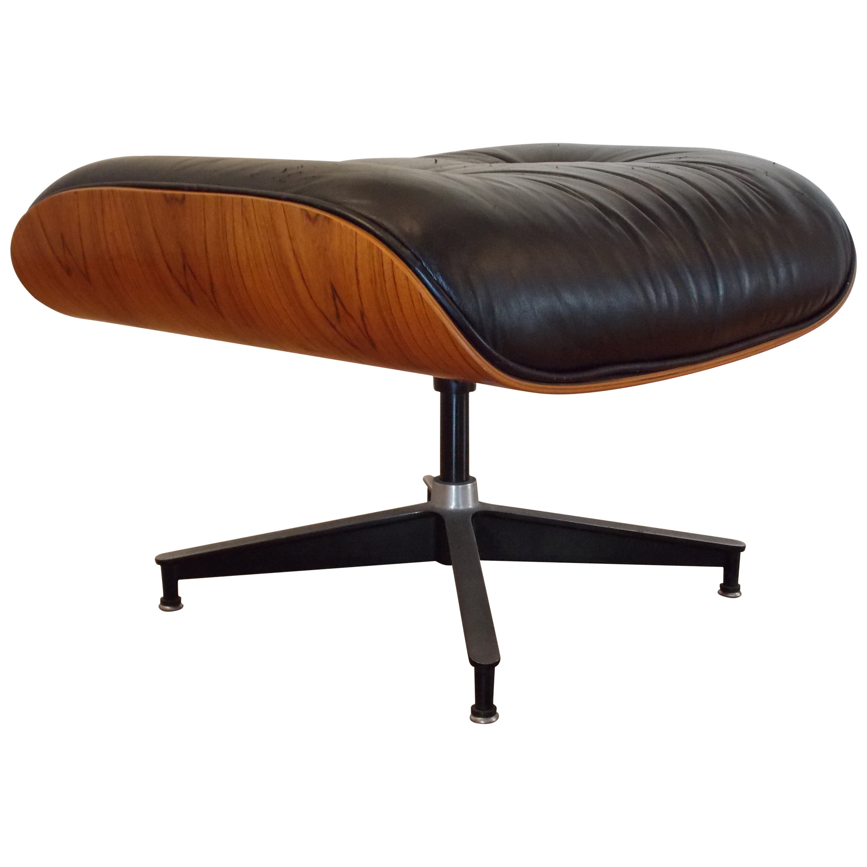 Vintage Charles Eames Rosewood and Leather Ottoman, 1978