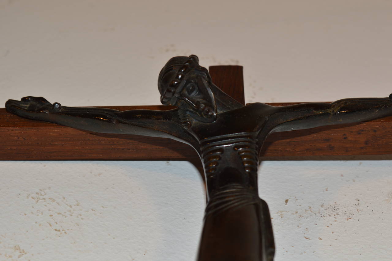 Art Deco Crucifix in Bronze by Lambert Rucki In Good Condition In Castenray, NL