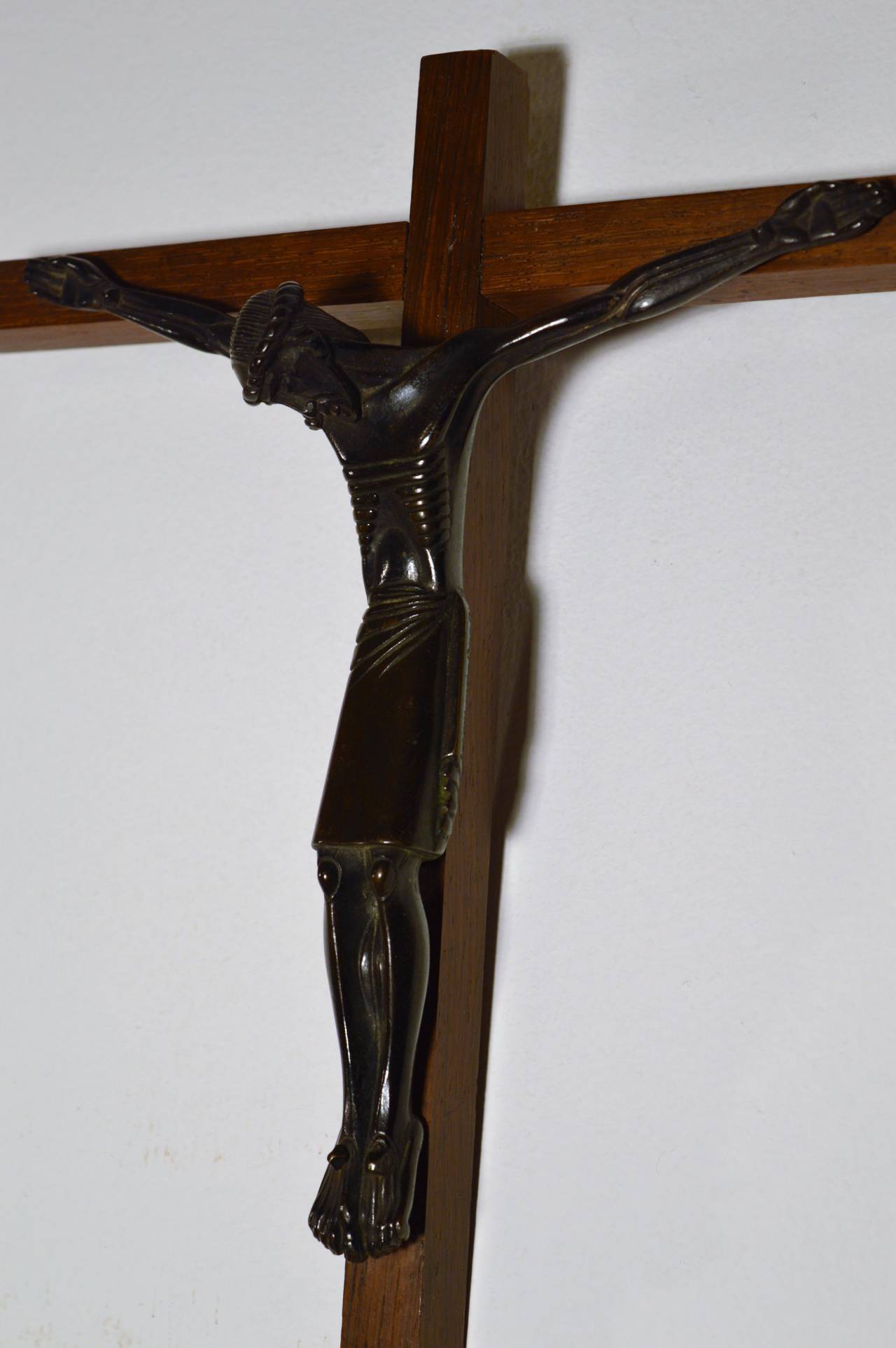 Art Deco Crucifix in Bronze by Lambert Rucki 1