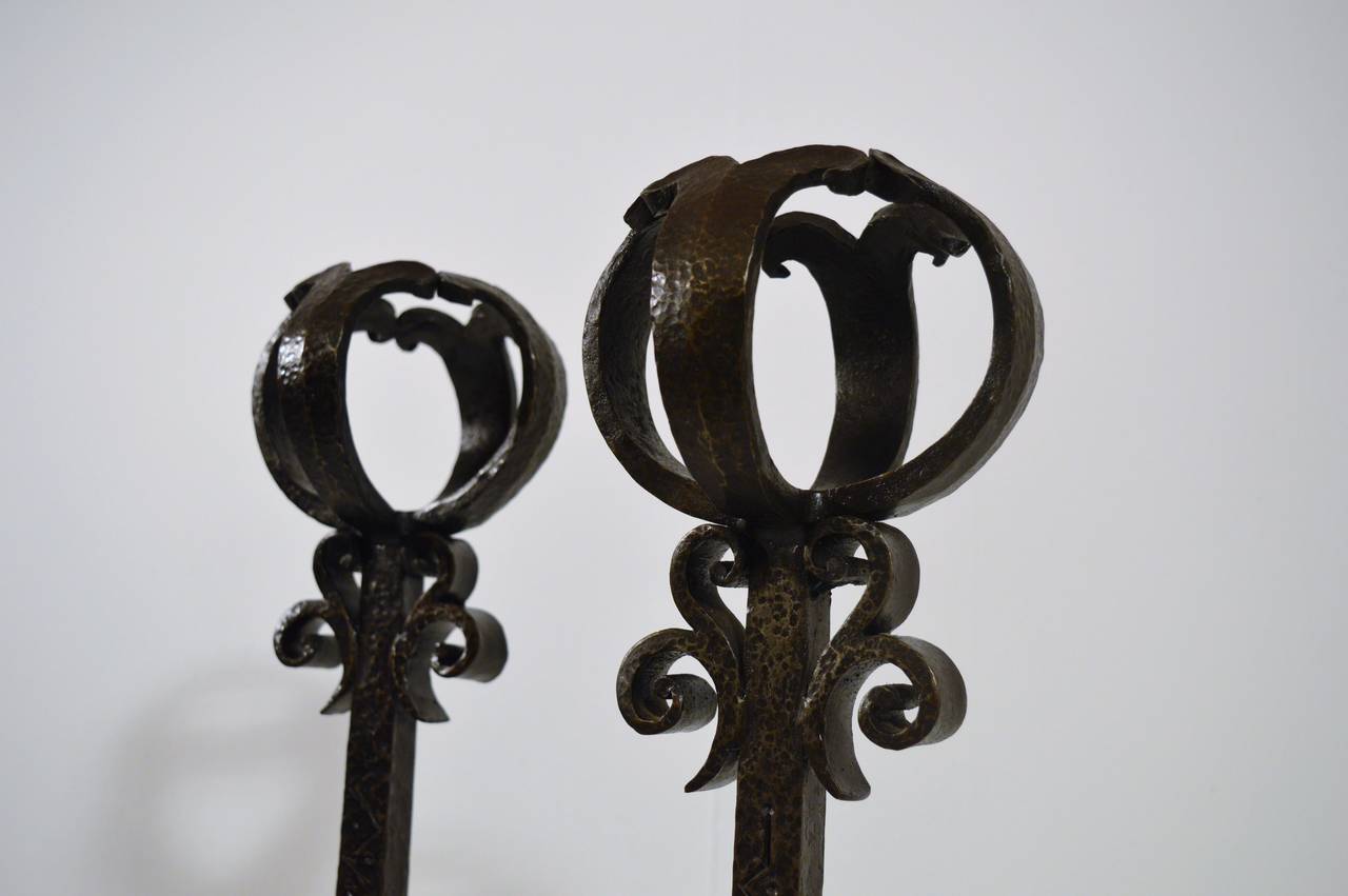 Pair of Large 1900s Iron Chenets or Andirons 2
