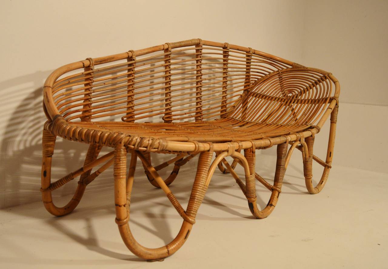French Bended Bamboo Bench