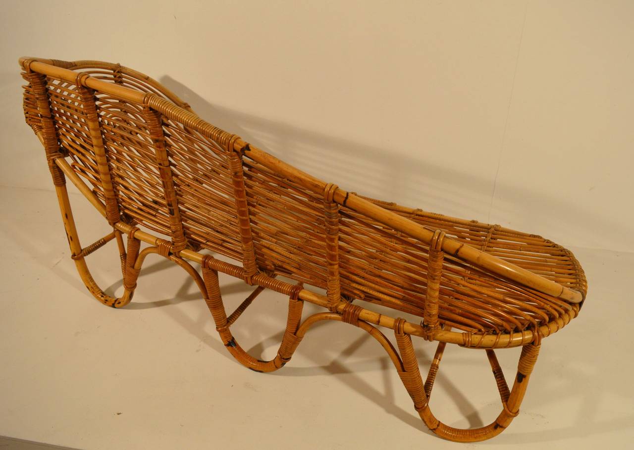 Mid-20th Century Bended Bamboo Bench
