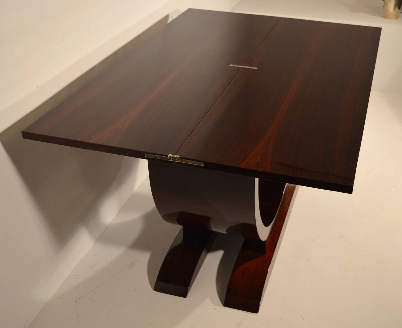 Art Deco Folding Side Table in Rosewood and Mahogany 1