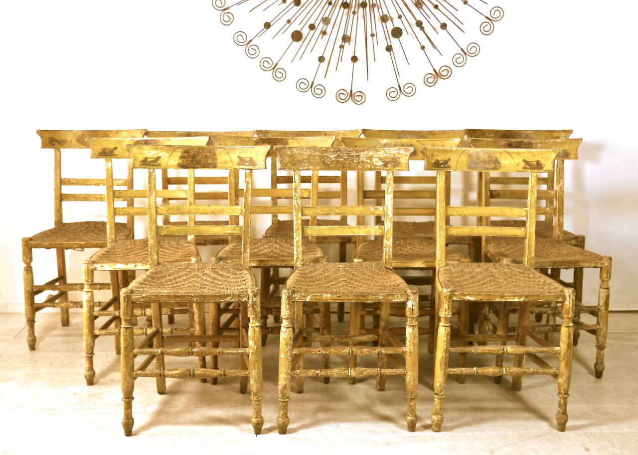 Italian 19th Century Arte Povera  Set of Twelve Chairs In Fair Condition In Saint-Ouen, FR