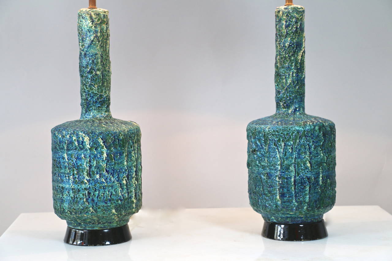 1970s Pair of Ceramic Table Lamps In Good Condition In Saint-Ouen, FR