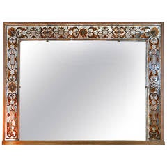 1940s Large Mirror with an Oak Frame
