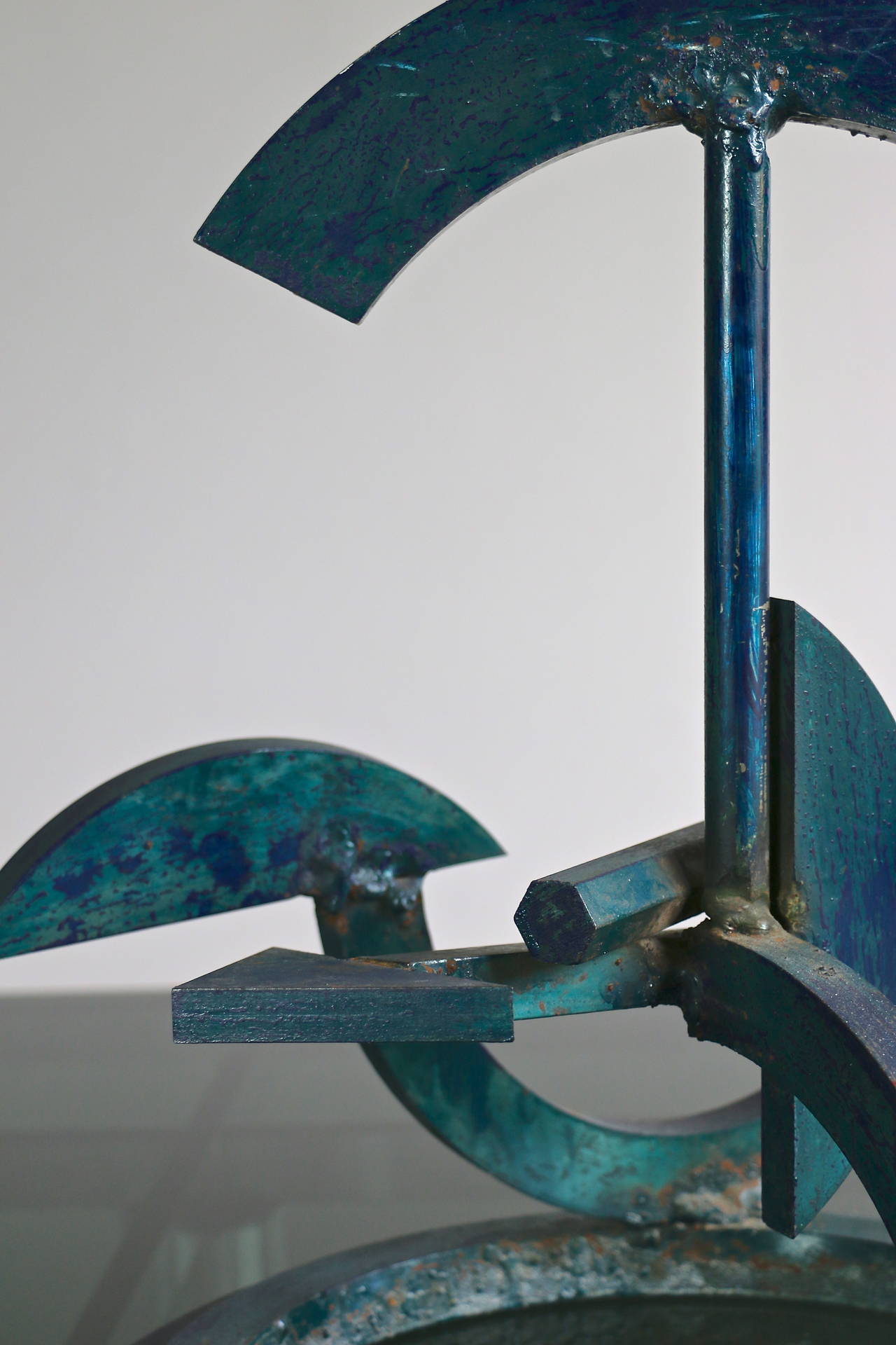 Painted 20th Century Blue Iron Sculpture For Sale