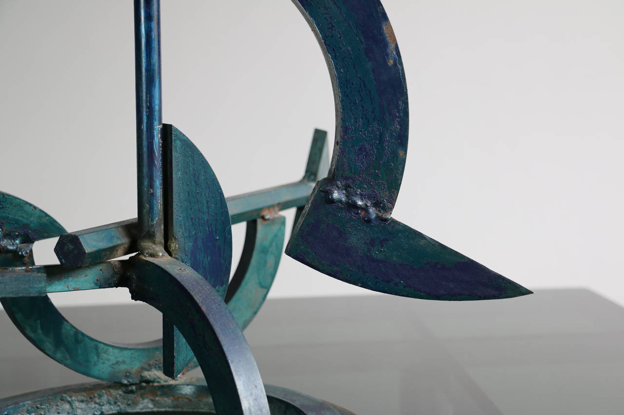 20th Century Blue Iron Sculpture In Fair Condition For Sale In Saint-Ouen, FR