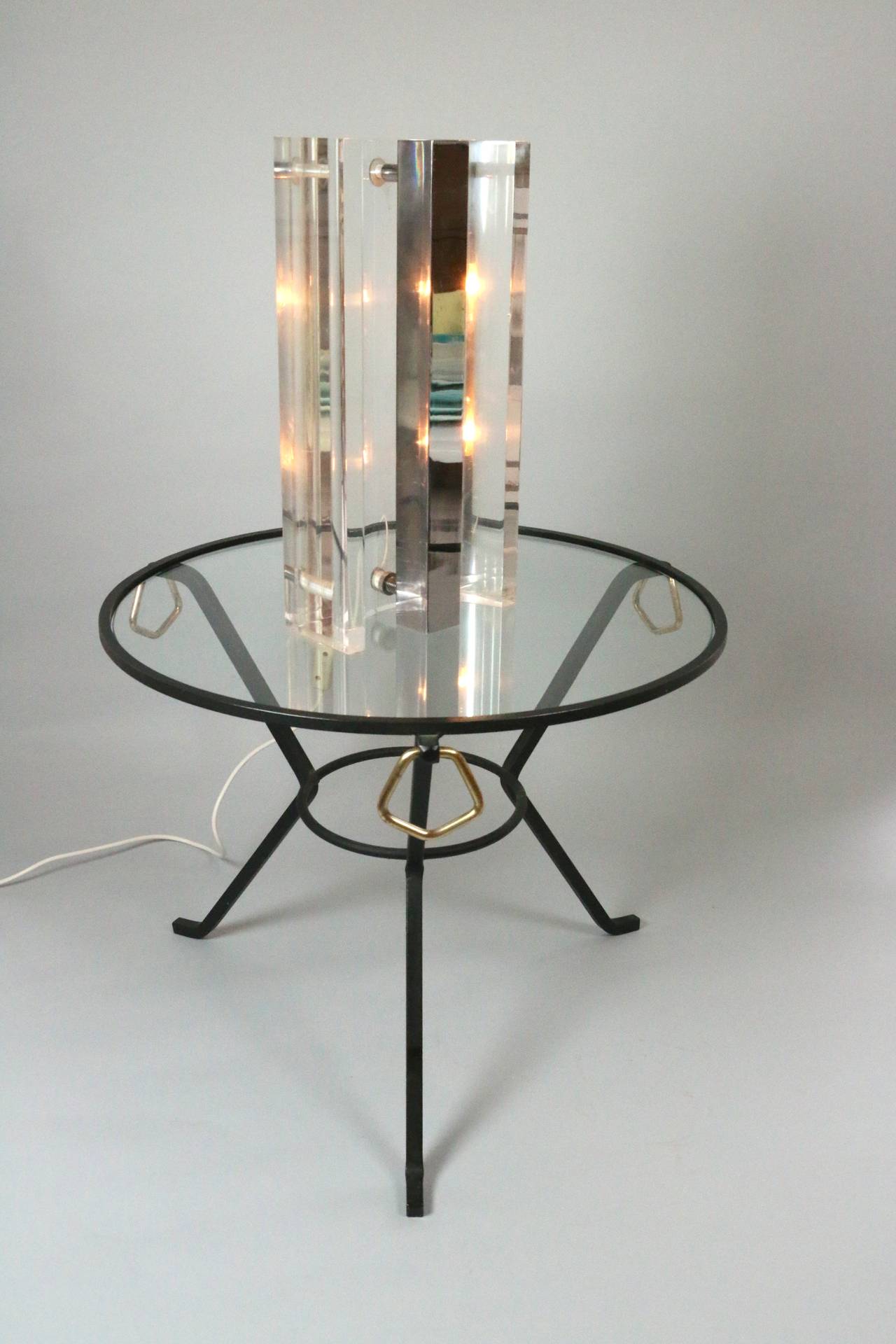 French 1970s Plexiglass Table Lamp