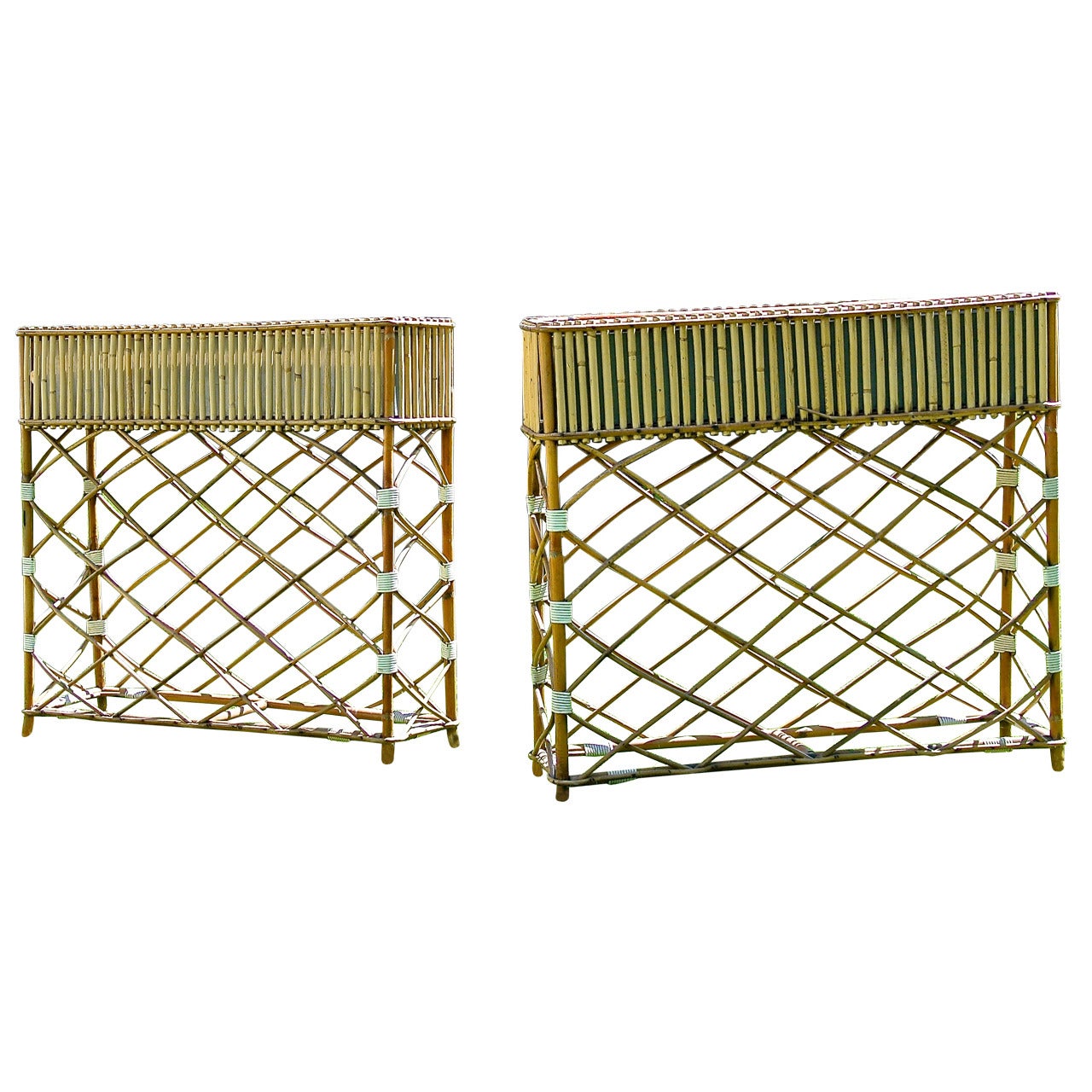 Pair of 1960s Bamboo Planters For Sale