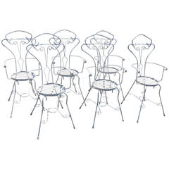 Garden Set of Six Anthropomorphic Iron Chairs