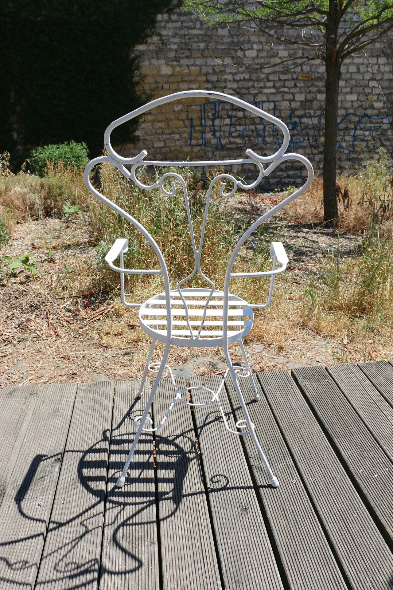 20th Century Garden Set of Six Anthropomorphic Iron Chairs For Sale