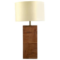 Wooden Slats Table Lamp, 1970s
