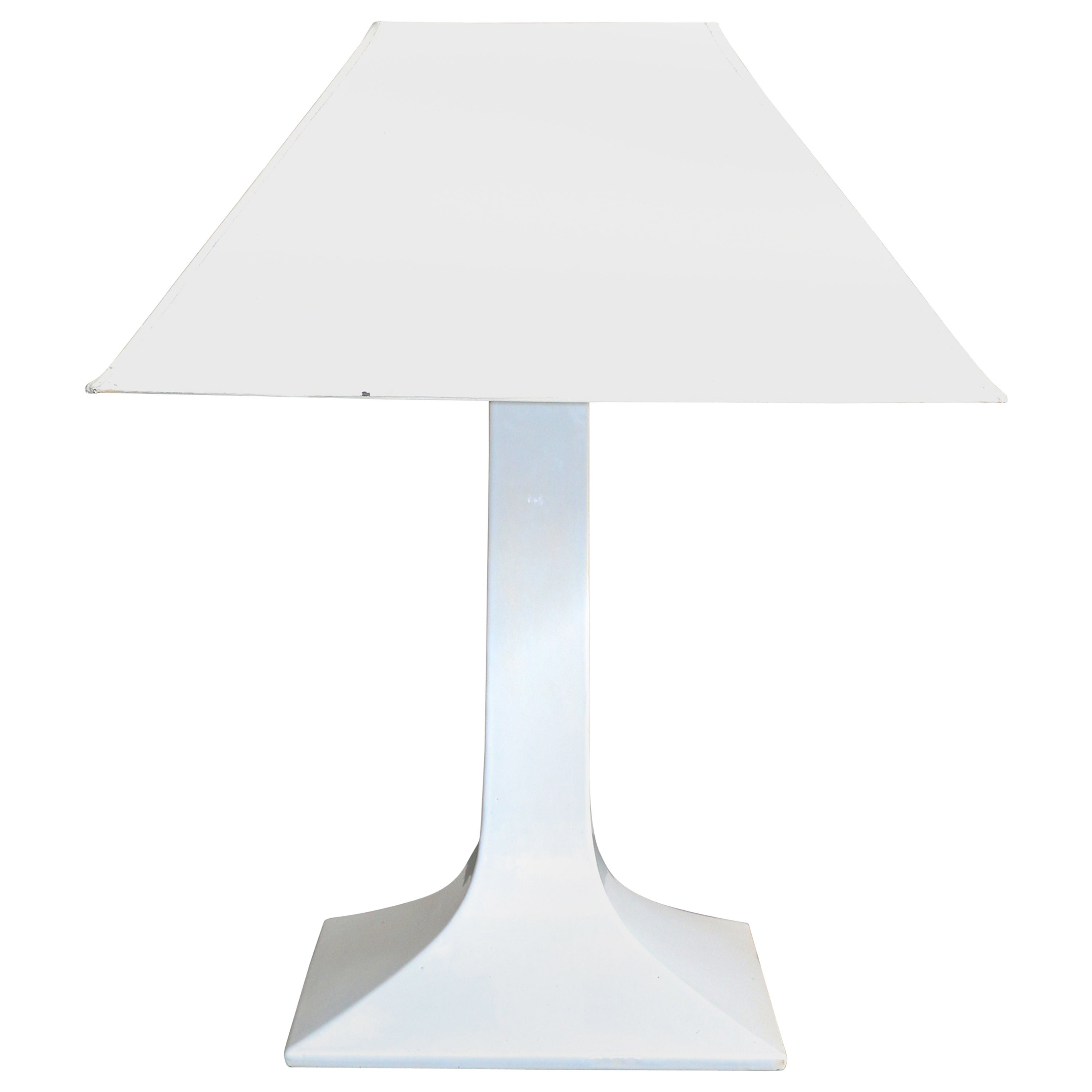 1980s Table Lamp in White Enameled Earthenware For Sale